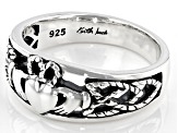 Sterling Silver Oxidized Claddagh Tapered Heart Ring
