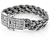 Sterling Silver 15MM Oxidized Dragon Weave Norse Forge Bracelet