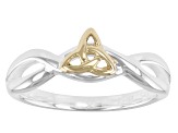 Sterling Silver and 10K Yellow Gold Trinity Knot Ring