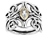 Sterling Silver and 10K Yellow Gold Sky Blue Topaz Angel Ring