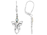 Sterling Silver with 10K Yellow Gold Accent Sky Blue Topaz Angel Earrings