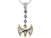 Sterling Silver and 10K Yellow Gold Over Sterling Silver Accent Axe Pendant with Popcorn Chain