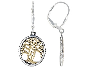 Sterling Silver and 10K Yellow Gold Tree of Life Dangle Earrings