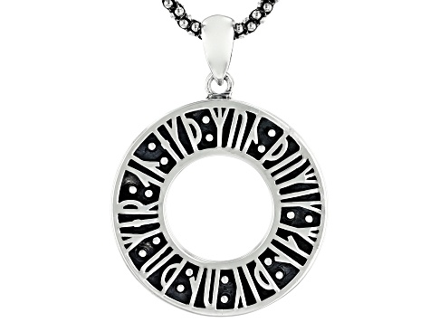 Sterling Silver Oxidize Viking Rune "Remember Me, I Remember You, Love Me, I Love You" Pendant Chain