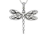 Keith Jack™ Sterling Silver White Cubic Zirconia Dragonfly Pendant with Wheat Chain