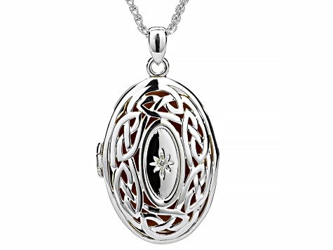 Keith Jack™ Sterling Silver & 22k Yellow Gold Over Silver Eternity Knot Diamond Accent Locket