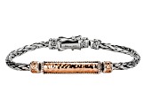 Keith Jack™ Sterling Silver & Bronze Wheat Link Hinged Bracelet With Hammered Bar