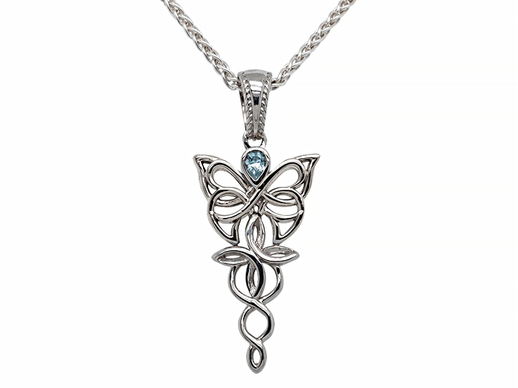 Keith Jack™ Rhodium Over Sterling Silver Sky Blue Topaz Butterfly Pendant