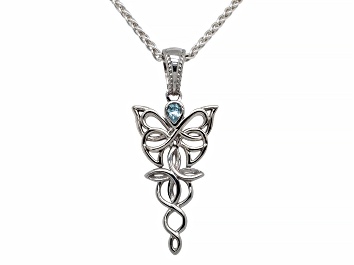 Picture of Keith Jack™ Rhodium Over Sterling Silver Sky Blue Topaz Butterfly Pendant