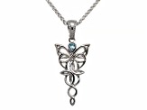 Keith Jack™ Rhodium Over Sterling Silver Sky Blue Topaz Butterfly Pendant