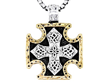Picture of Keith Jack™ Sterling Silver Oxidized & Bronze Biker Cross Pendant With Chain