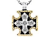 Keith Jack™ Sterling Silver Oxidized & Bronze Biker Cross Pendant With Chain