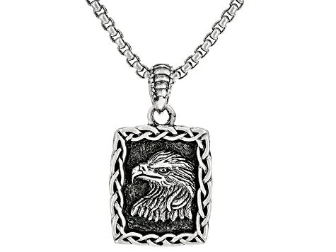 Keith Jack™ Sterling Silver Oxidized Eagle Pendant (Power And Independence)