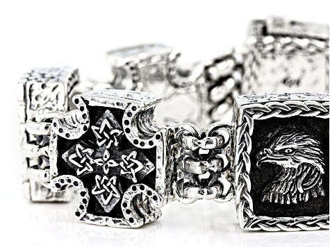 Keith Jack™ Sterling Silver Oxidized Eagle & Cross Bracelet (Power, Independence And Honor)