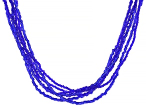 Blue Murano Glass 1.5mm Micro-Bead 6-Strand 20" Necklace