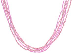 Pink Murano Glass 18K Yellow Gold Over Silver 1.5mm Bead 6-Strand Necklace