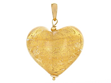 Pendentif Ancien En Verre De Murano - Monture Argent 925 Doré à L'or - Style Rond - Occasion Bon état