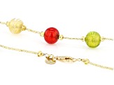 Multi-Color Murano Glass 18k Yellow Gold Over Sterling Silver Bead 18" Necklace