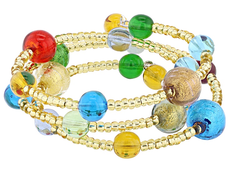 Multi-Color Murano Glass Wrap Bracelet