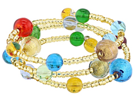 Multi-Color Murano Glass Wrap Bracelet