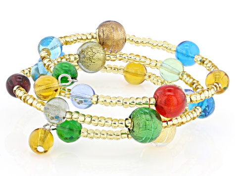 Multi-Color Murano Glass Wrap Bracelet
