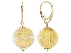 Yellow Murano Glass 18k Yellow Gold Over Sterling Silver "Rondo" Earrings