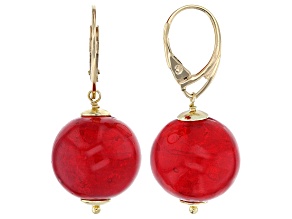 Red Murano Glass 18k Yellow Gold Over Sterling Silver "Rondo" Earrings
