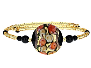 Black Murano Glass "Millerose" Wrap Bracelet