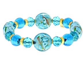 Blue Murano Glass "Millerose" Stretch Bracelet