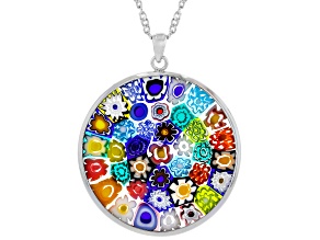Murano Glass "Murrine" Pendant with 18" Rope Chain