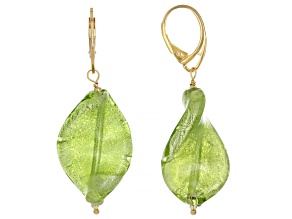 Green Murano Glass Twist Earrings