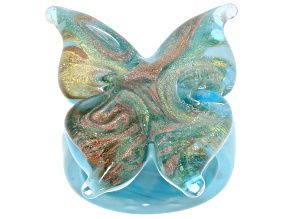 Teal Murano Glass Butterfly Ring