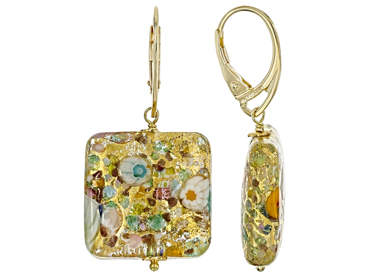 Murano Glass 18K Yellow Gold Over Sterling Silver "Basilica" Earrings