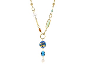 Murano Glass 18k Gold Over Brass Madonna Y Necklace
