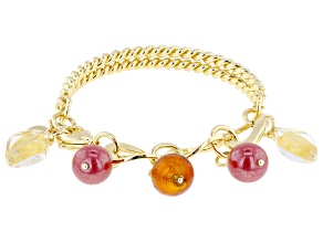 Murano Glass 18k Yellow Gold Over Brass Bangle Bracelet