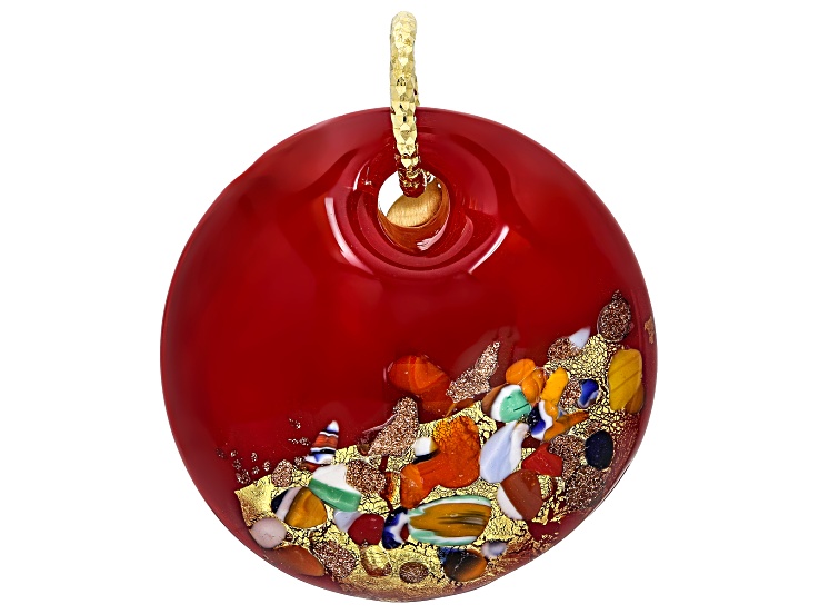 Multi-Color Murano Glass 18K Gold Over Sterling Silver "Carnival" Pendant