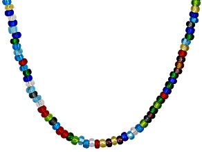 Multi-Color Murano Glass 18K Gold Over Sterling Silver Beaded 18" Necklace