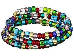 Multi-Color Murano Glass 18K Gold Plated Beaded Wrap Bracelet