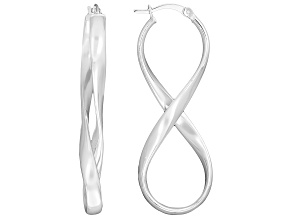 Sterling Silver Over Brass Elongated Infinity Tube Earrings