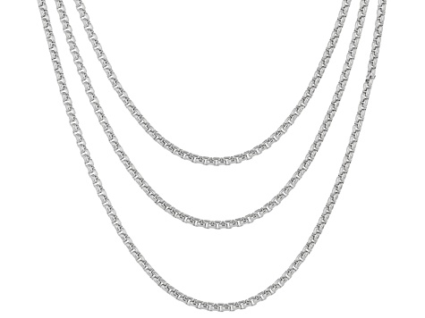 Rhodium Plated 2mm Polished Round Box 18