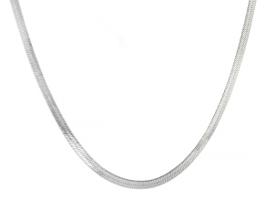 Rhodium Plated 2.9mm Polished Herringbone 18 Inch Chain