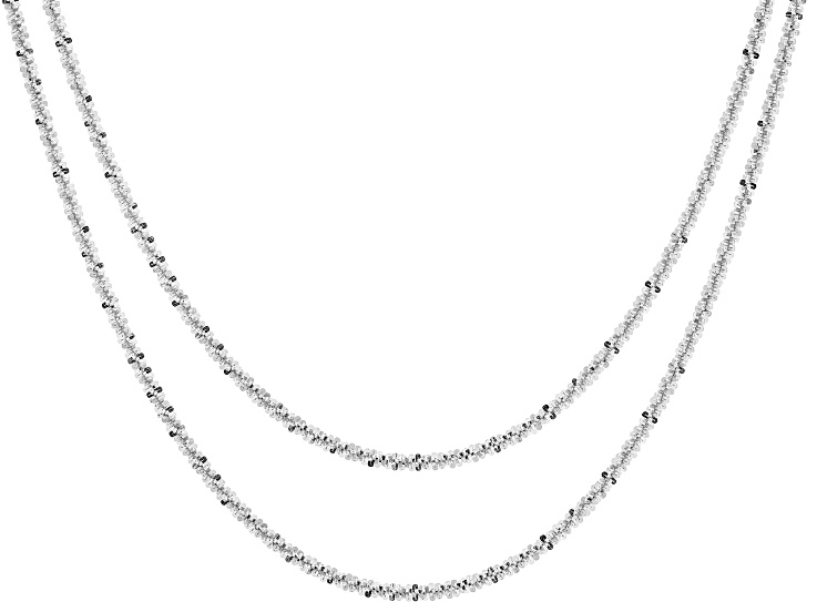 Sterling Silver Over Bronze Diamond Cut Criss Cross Chain 2.5mm Necklace Set 20 Inch & 24 Inch
