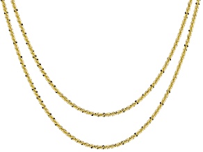 18K Yellow Gold Over Bronze Diamond Cut Criss Cross Chain 2.5mm Necklace Set 20 Inch & 24 Inch