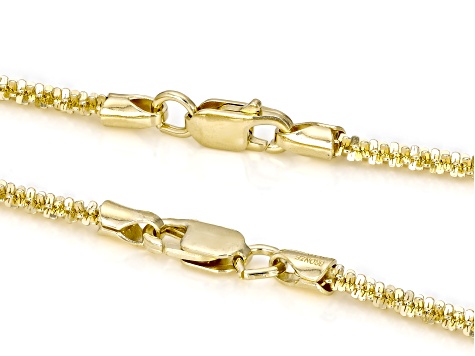 18K Yellow Gold Over Bronze Diamond Cut Criss Cross Chain 2.5mm ...