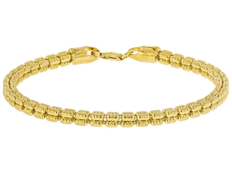 18k Yellow Gold Over Bronze 3.6mm Ghiaccio Diamond-Cut Bead Bracelet
