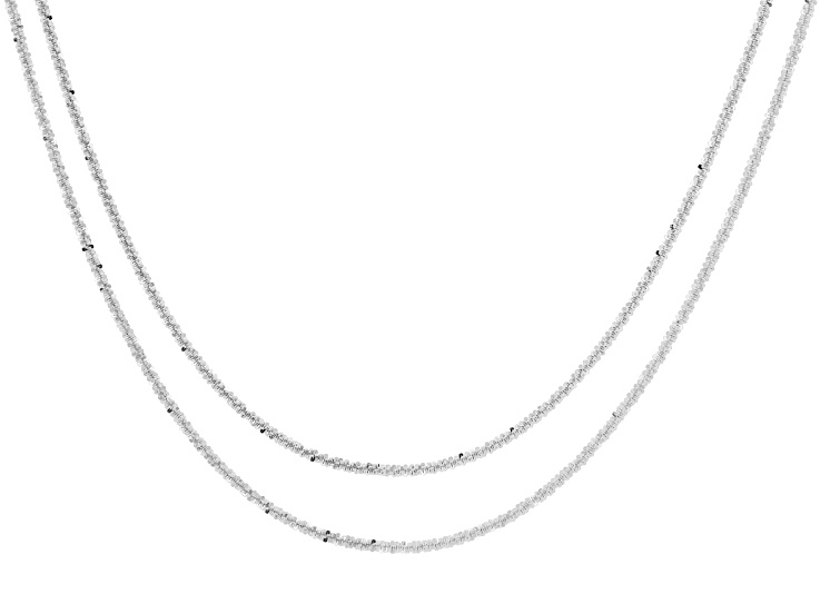 Sterling Silver Over Bronze 2.5mm Criss Cross 20 & 24 Inch Chain Set