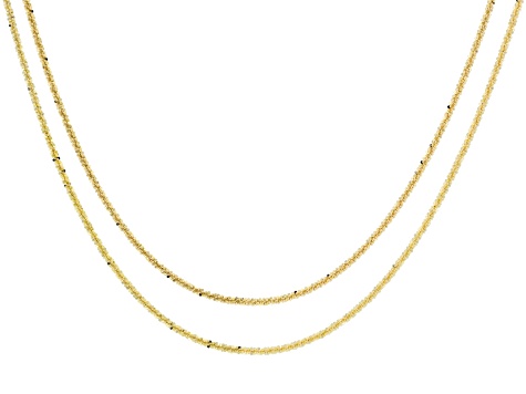 18K Yellow Gold Over Bronze 2.5mm Criss Cross 20 & 24 Inch Chain Set ...