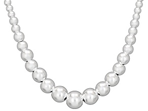 Sterling Silver Over Bronze Graduated Bead 20 Inch Necklace