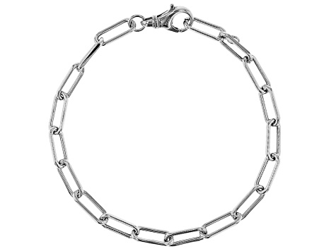 Rhodium Over Sterling Silver Paper Clip Link Bracelet - SPA012 | JTV.com
