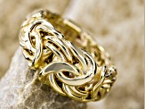 18K Yellow Gold Sterling Silver Byzantine Band Ring